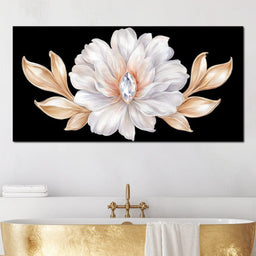 Diamond Heart Golden Peony Flair - NicheCanvas