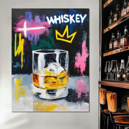 Whiskey Crown Rocks Glass Neon - NicheCanvas