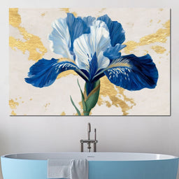 Gilded Blue Iris Bloom - NicheCanvas
