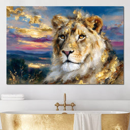Golden Lioness Sunset Majesty - NicheCanvas