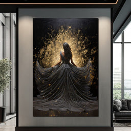 Ethereal Flight in Sparkling Gown - NicheCanvas