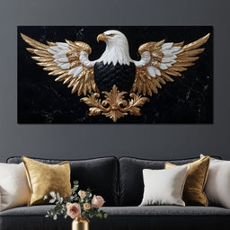 Majestic Gold Eagle Crest Marble - NicheCanvas