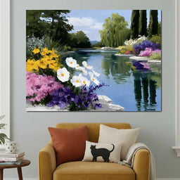 Summer Garden Lakeside Reflection - NicheCanvas