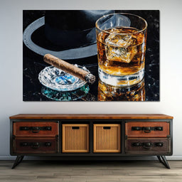 Whiskey Night Silhouette - NicheCanvas