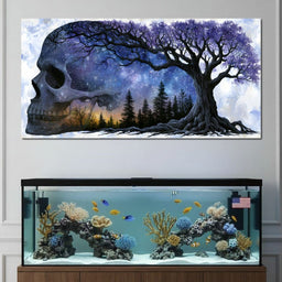 Where Cosmic Night Meets Forest Roots - NicheCanvas