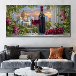 Gilded Reflections Vineyard Balcony - NicheCanvas