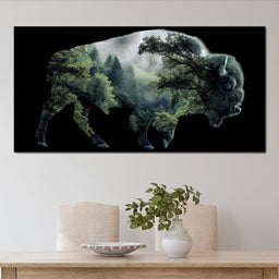 Bison Forest Spirit Silhouette - NicheCanvas