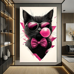 Chic Feline Bubblegum Bliss - NicheCanvas
