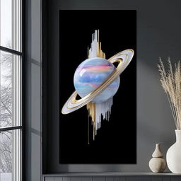 Cosmic Saturn Rings of Radiance - NicheCanvas