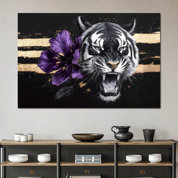 Tiger Roar of the Violet Stripes - NicheCanvas