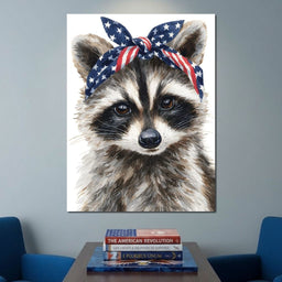 Patriotic Bandana Raccoon - NicheCanvas