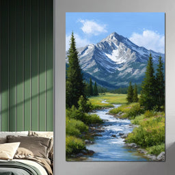 Alpine Peak River Meadow Sky - NicheCanvas