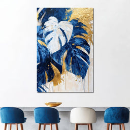 Golden & Blue Oasis - NicheCanvas