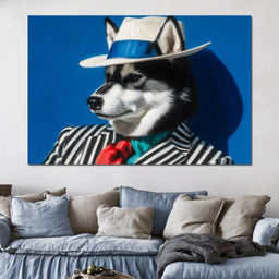 Husky in Chic Fedora Style - NicheCanvas