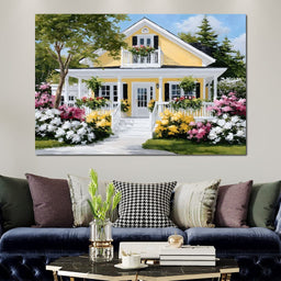 Sunlit Yellow Cottage Garden - NicheCanvas