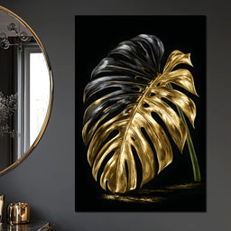 Gilded Leaf Of Dark Night - NicheCanvas