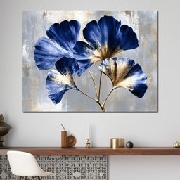 Gilded Ginkgo Leaves Under Moonlight - NicheCanvas