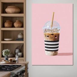 Happy Iced Latte Pop Minimalism - NicheCanvas