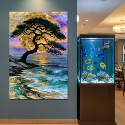 Ancient Pine Before The Gilded Moon - NicheCanvas