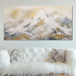 Golden Alpine Snowy Peaks - NicheCanvas