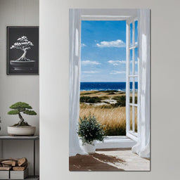 Open Window Ocean Breeze View - NicheCanvas