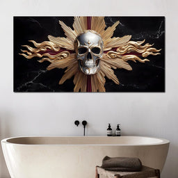 Radiant Skull of Golden Flame - NicheCanvas