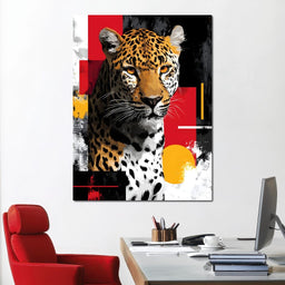 Modern Leopard Portrait Noir Gold - NicheCanvas