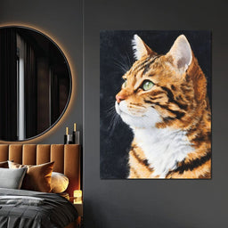Golden Tabby Cat Portrait - NicheCanvas