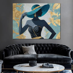 Golden Teal Elegance Lady - NicheCanvas