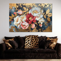 Golden Royal Flowers - Wildrose Creations - NicheCanvas