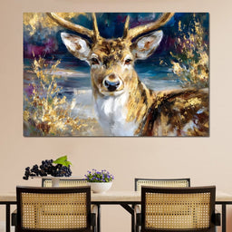 Golden Stag Forest Majesty - NicheCanvas