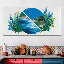 Mediterranean Sea and Olive Grove - NicheCanvas