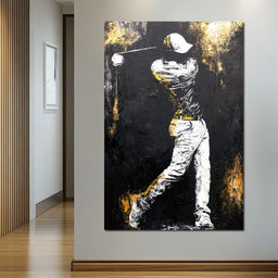 Golf Profile in Black - NicheCanvas