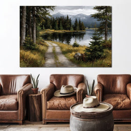 Alpine Lake Forest Pathway - NicheCanvas