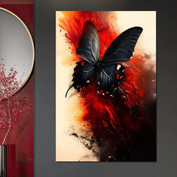 Butterfly on Fiery Backdrop - NicheCanvas