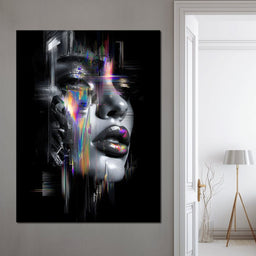 Neon Spectrum Glitch Portrait - NicheCanvas