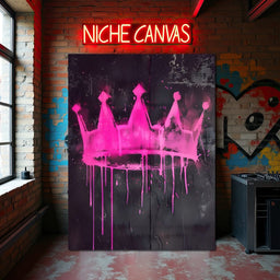 Pink Crown Graffiti - NicheCanvas