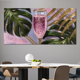 Pink Fizz Gold Palm Soiree - NicheCanvas