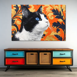 Golden Regal Feline Gaze - NicheCanvas