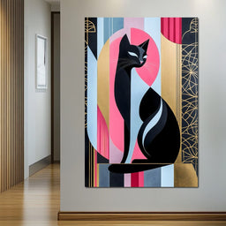 Feline Elegance Geometry Canvas - NicheCanvas