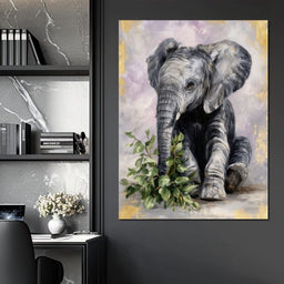 Gentle Elephant Calf Portrait - NicheCanvas