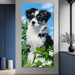 Puppy Dreams in Spring Meadows - NicheCanvas