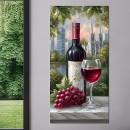 Wine Reflections Cityscape Elegance - NicheCanvas