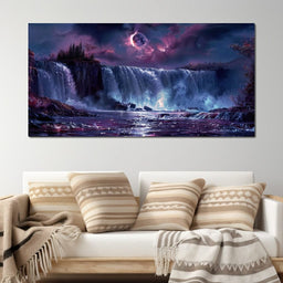 Eclipse Over Lavender Falls - NicheCanvas