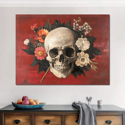 Skull and Floral Reverie - NicheCanvas