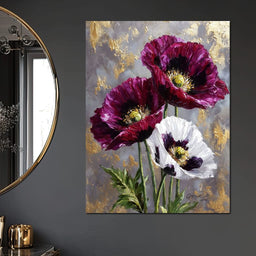 Gold Leaf Poppy Garden Glow - NicheCanvas