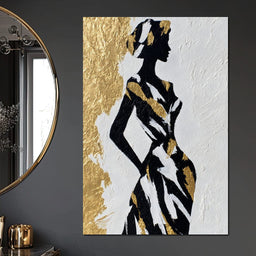 Gold Leaf Fashion Silhouette - NicheCanvas