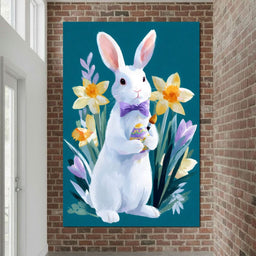 Easter Bunny With Daffodils - NicheCanvas