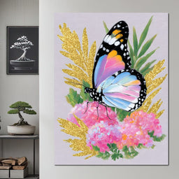Radiant Butterfly among Blossoms - NicheCanvas