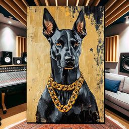Bold Dog in Gold - NicheCanvas